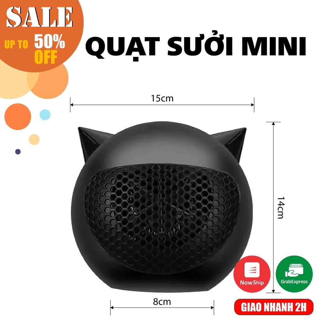 Quạt Sưởi Mini Để Bàn Hình Quỷ Nhỏ 500W  Chống Cháy Bỏng