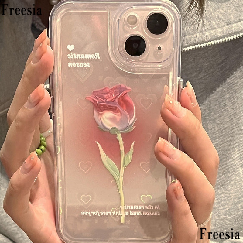✅Ốp Điện Thoại Họa Tiết Hoa Hồng Ba Chiều Cho Iphone13Promax 11 Xs Premium Xr 8P 12Iphone