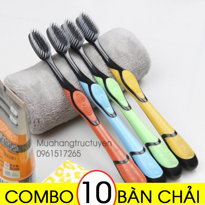 Bộ 10 bàn chải đánh răng công nghệ hàn quốc- Bàn chải đánh răng than hoạt tính