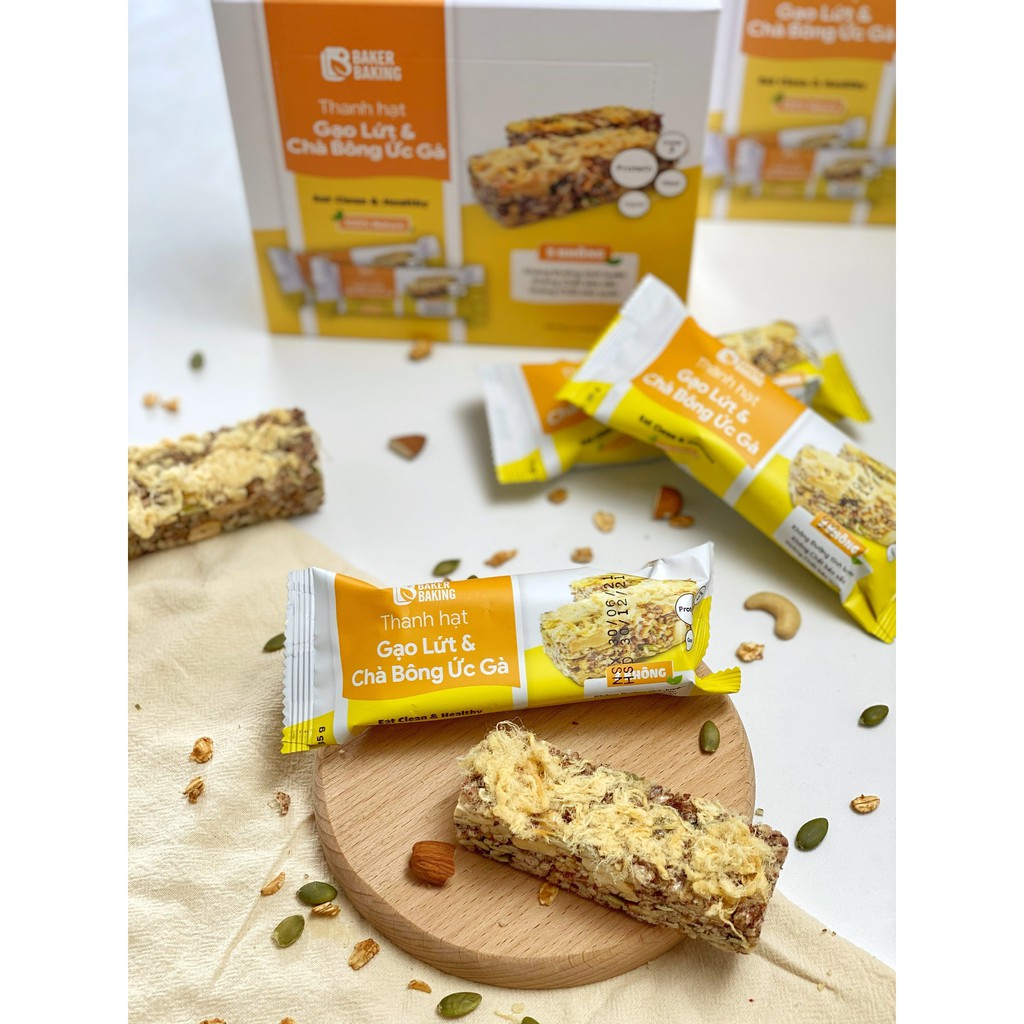 Bánh Thanh Hạt Gạo Lứt & Chà Bông Ức Gà Baker Baking - Eat clean Healthy cung cấp Protein hỗ trợ ăn kiêng, giảm cân