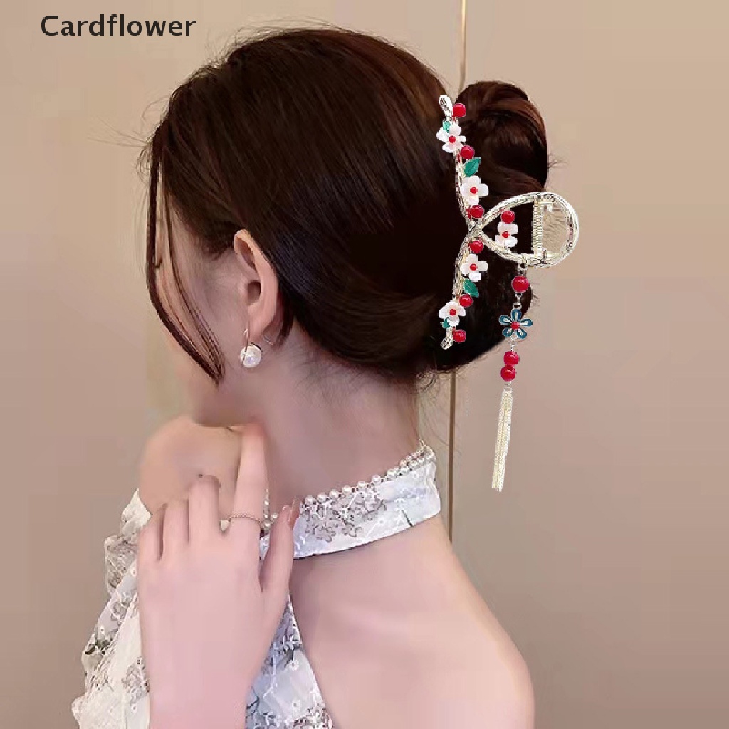 < Cardflower > Kẹp Tóc Càng Cua Hoa Hợp Kim Đính Ngọc Trai Phong Cách Trung Quốc Retro Cho Nữ