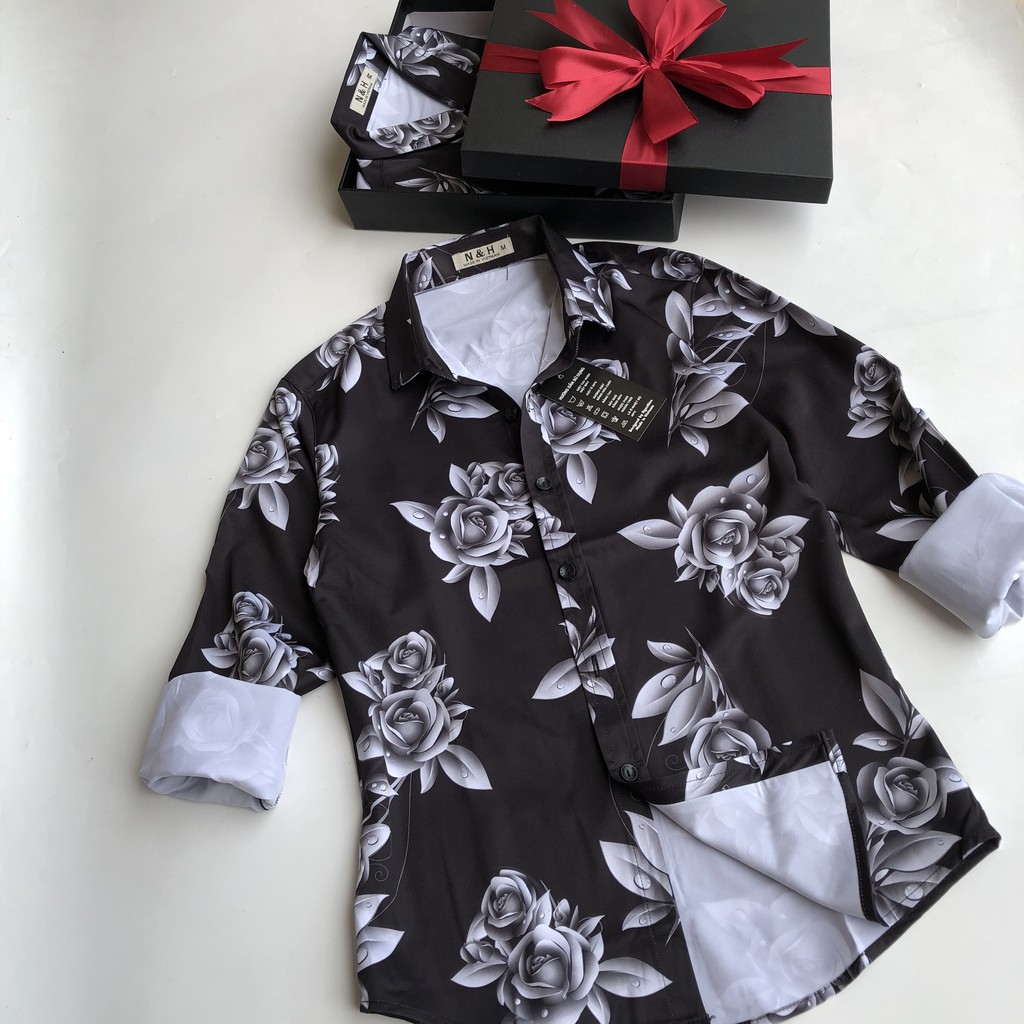 Áo sơ mi nam dài tay họa tiết cao cấp không nhăn chất đẹp