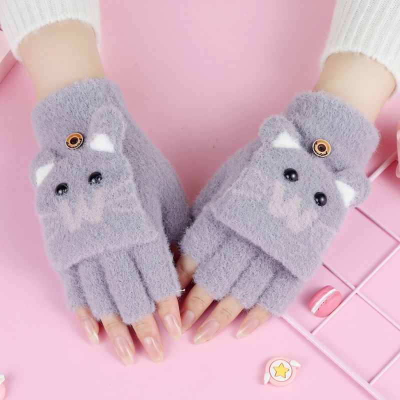 Găng tay hở ngón giữ ấm cao cấp thời trang xinh xắn dành cho bé