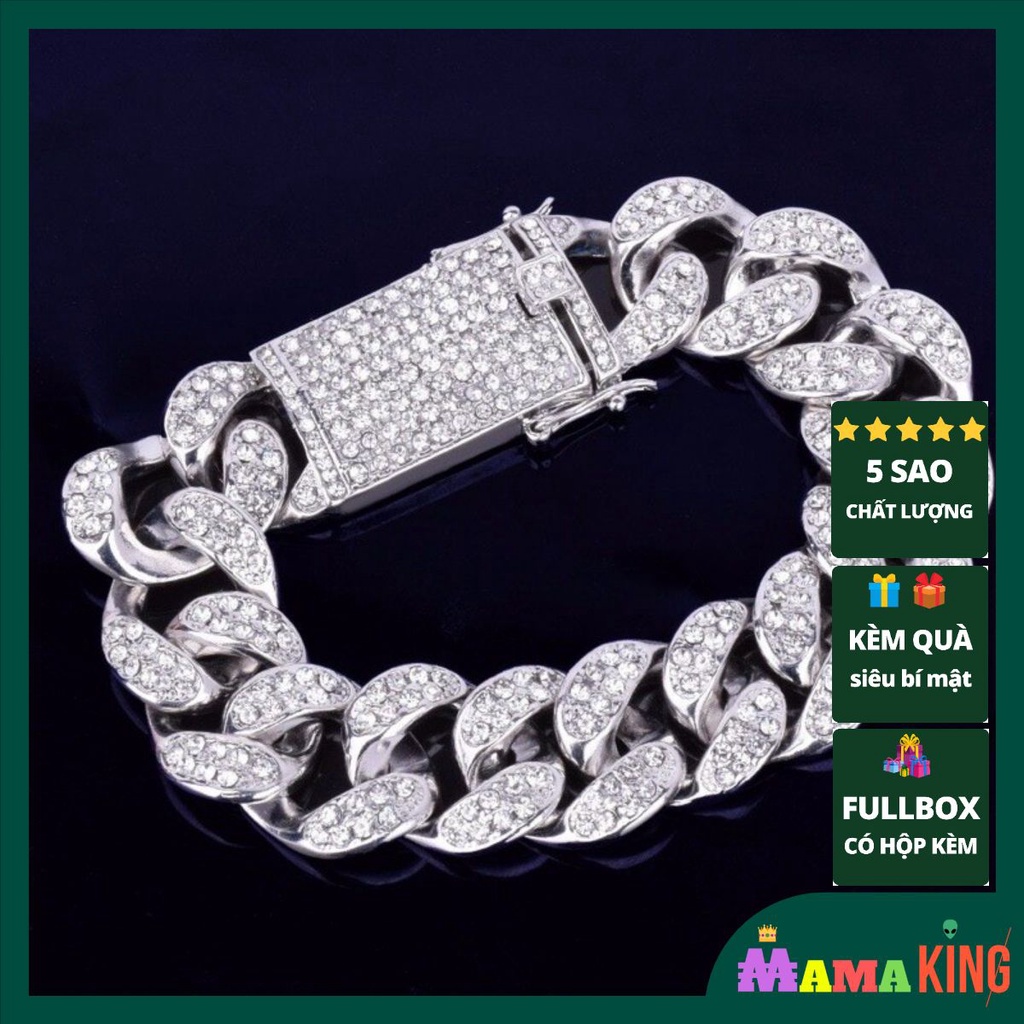 VÒNG TAY LẮC TAY NAM CUBAN 20MM ĐÍNH ĐÁ NHÂN TẠO HIPHOP LẮC TAY BY MAMA KING