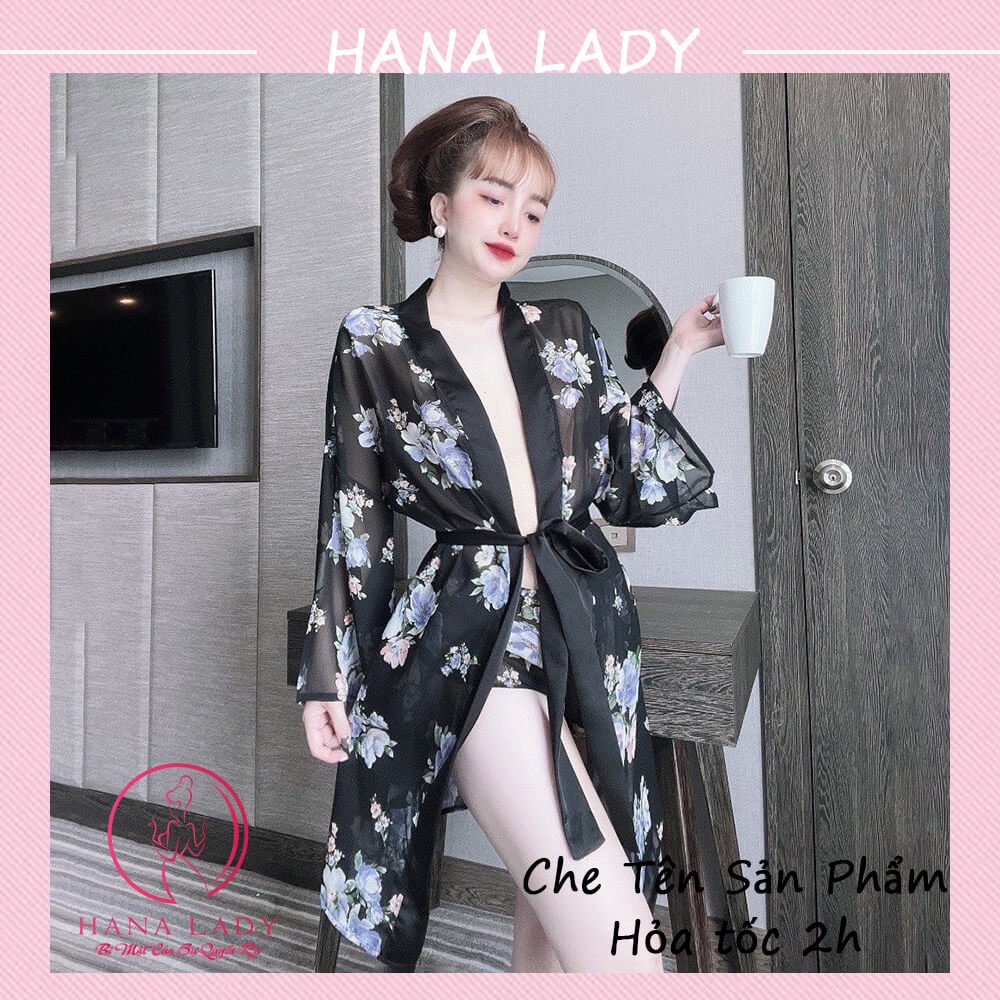 Váy ngủ xuyên thấu - áo choàng ngủ gợi cảm kèm quần chip nữa mông sexy VN480