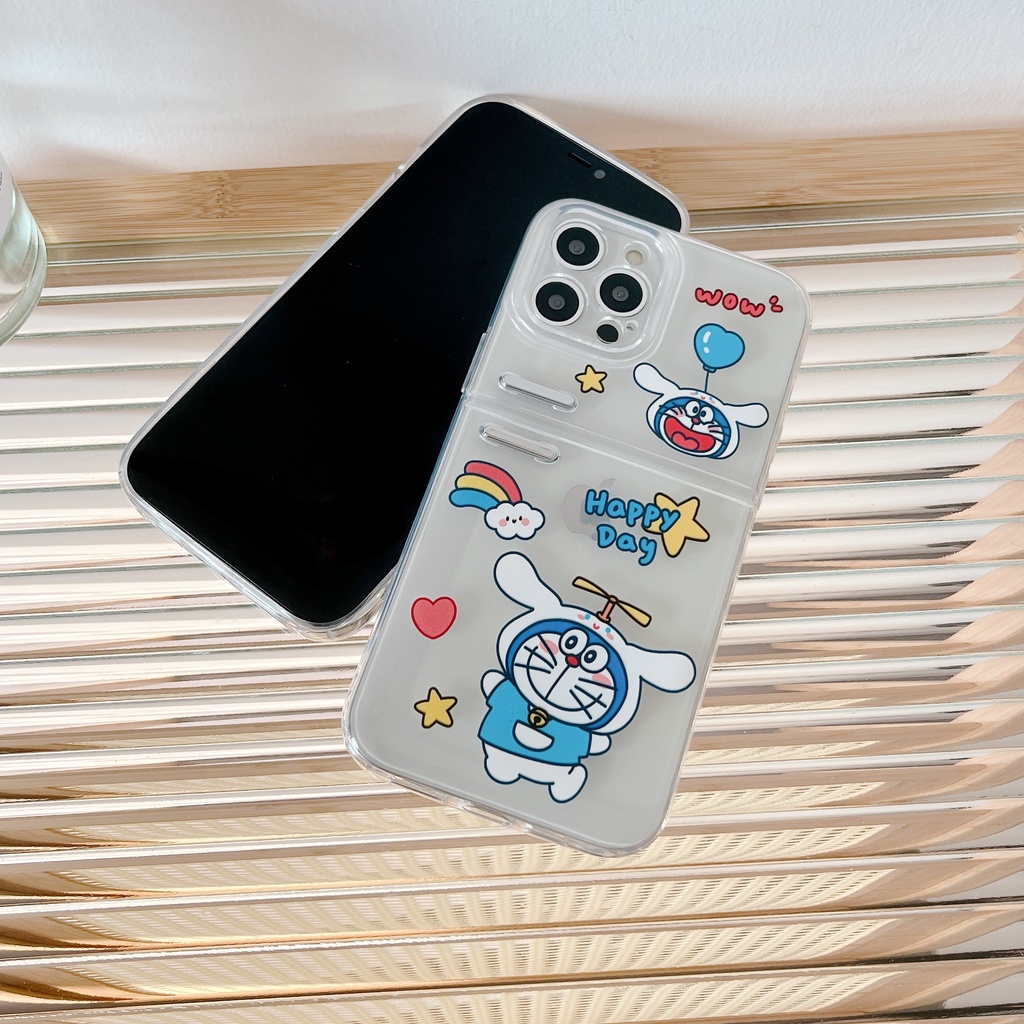 Ốp Điện Thoại Silicon TPU Mềm Trong Suốt Hình Doraemon 3D Cho iPhone 13 12 11 Pro Max XS Max XR