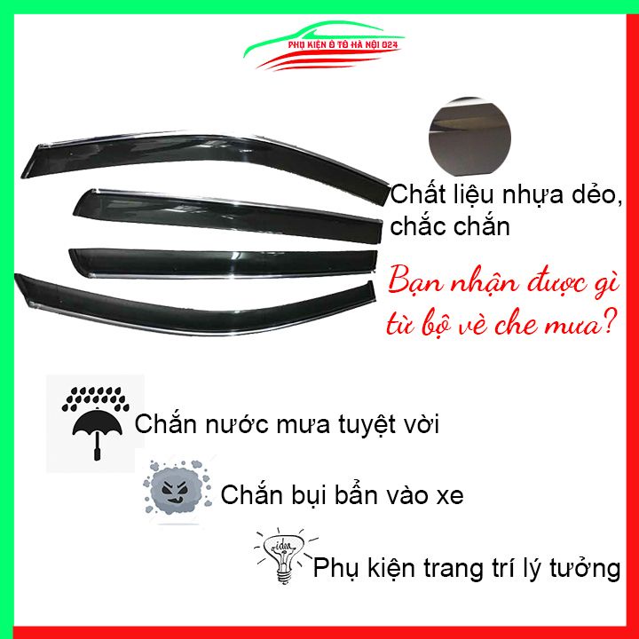 Vè che mưa cho xe ô tô Ranger 2013-2015 chỉ mạ