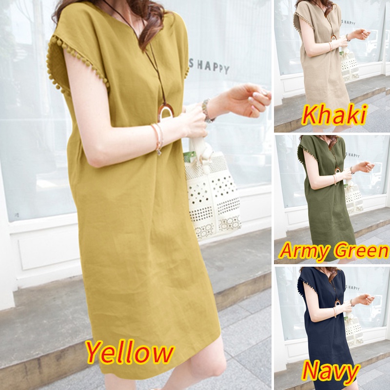 Đầm ZANZEA tay ngắn cổ tròn màu trơn thời trang thanh lịch cho nữ