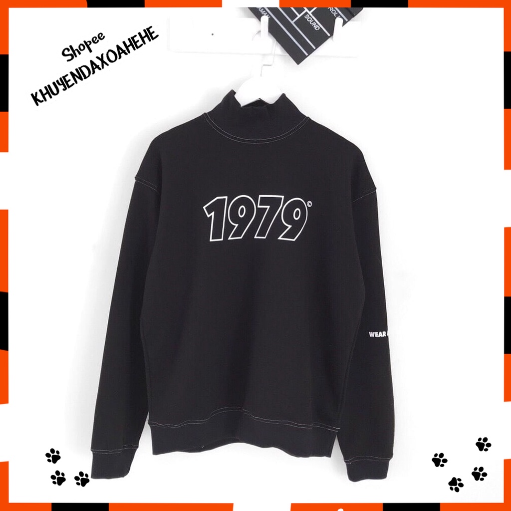 A018 Áo nỉ thu đông cổ lọ 1979 unisex dáng rộng dài tay, áo hoodie sweater nam nữ trắng đen form to Ulzzang freesize | BigBuy360 - bigbuy360.vn