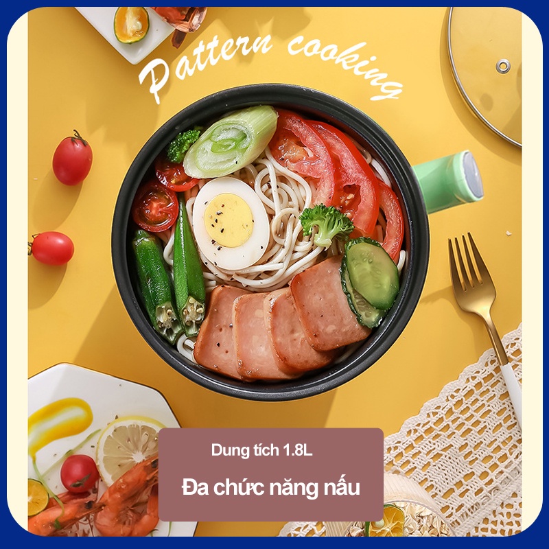 Nồi Điện 2 Tầng, Nồi Lẩu Điện Đa Năng, Nồi Lẩu Điện Mini - Ca Nấu Mì, Nấu Canh, Xào, Chiên Đa Năng Kèm Khay Hấp