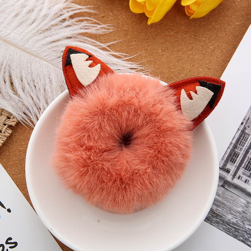 Dây Cột Tóc Phủ Lông Handmade Cỡ Lớn Họa Tiết Hoạt Hình Dễ Thương