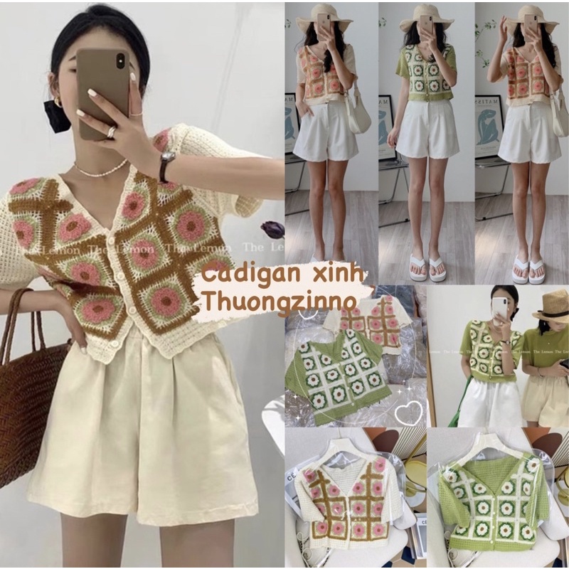 [Ảnh thật/Videp]Áo len pha tay hoa thêu Sunday  mã hai màu hồng xanh Áo mongtogi hàng Quảng Châu