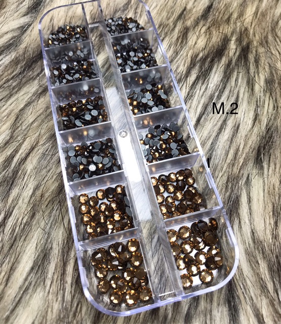 Đá chân keo cao cấp, khay 1440 viên, đá 7 màu, trắng đục, vàng trà