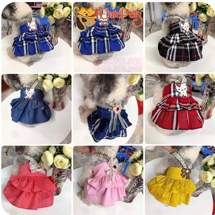 Váy 2 dây gắn nơ cho chó mèo Váy , Quần áo chó mèo - Phụ kiện thú cưng