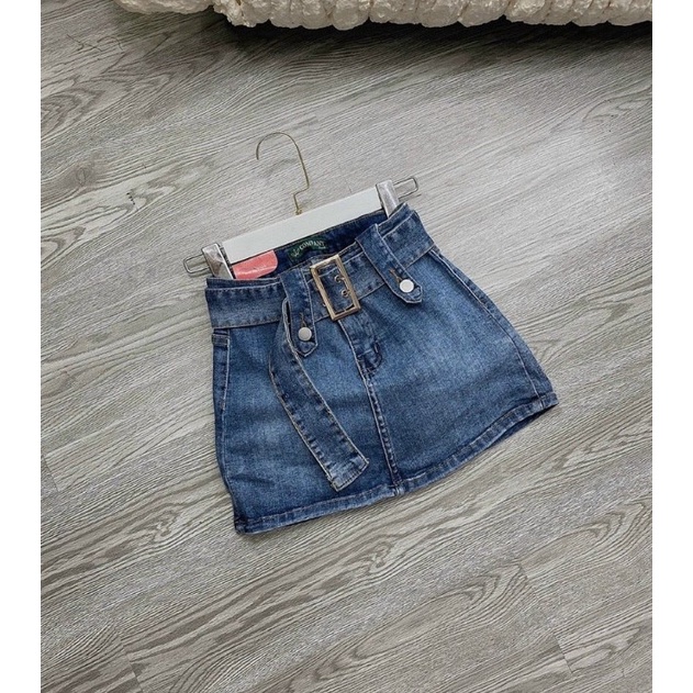 Chân váy quần kèm nịt lưng cao chất vải Jeans Cotton 2 da cao cấp dày dặn co giãn Hàng Y Hình Chính Chủ