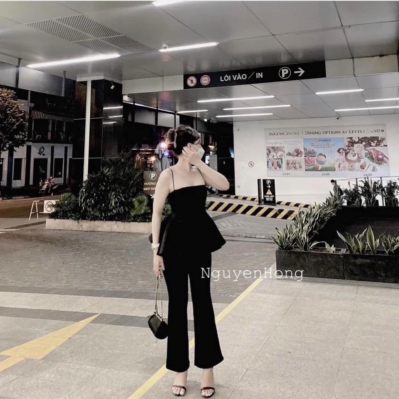 Set áo peplum + quần loe from dài