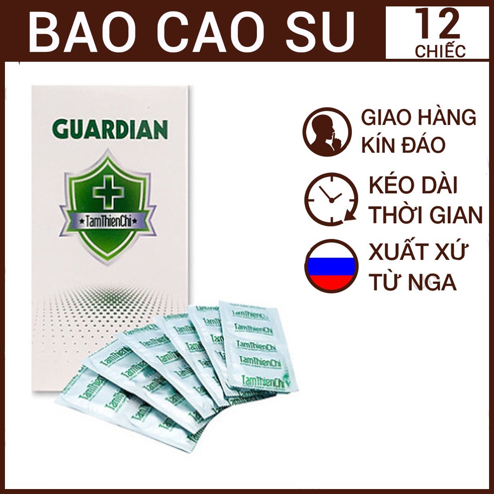 Bao Cao Su Tâm Thiện Chí Guardian, nhiều gel bôi trơn, bcs siêu mỏng tận hưởng trọn cảm giác 12 bao