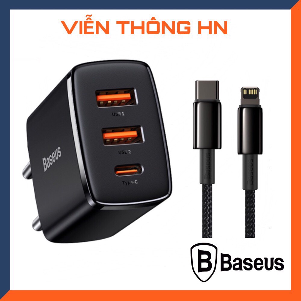 Bộ củ sạc nhanh iphone 30w kèm dây sạc type c to lightning - cốc sạc 3 cổng kèm dây sạc nhanh IP 12 11pro xsmax 8 ...vv
