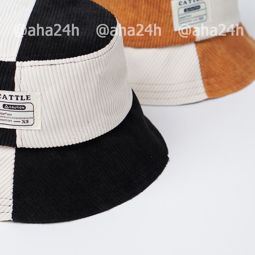 Mũ bucket thêu tem CATTLE chất nhung tăm thời trang nam nữ AH1689