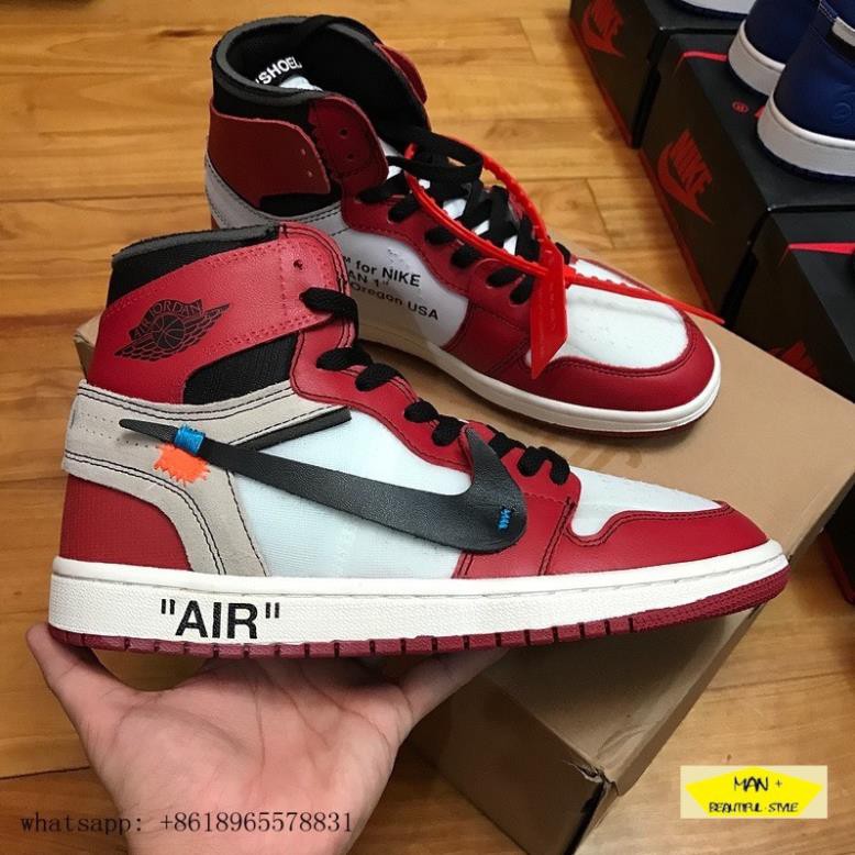 Giày thể thao AIR JORDAN 1 OFF WHITE Retro High Chicago đỏ trắng