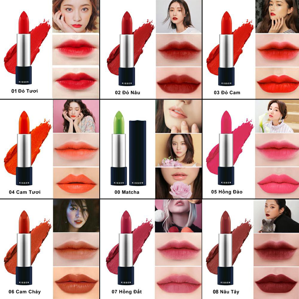 Son lì KISSON Matte Lipstick đủ màu