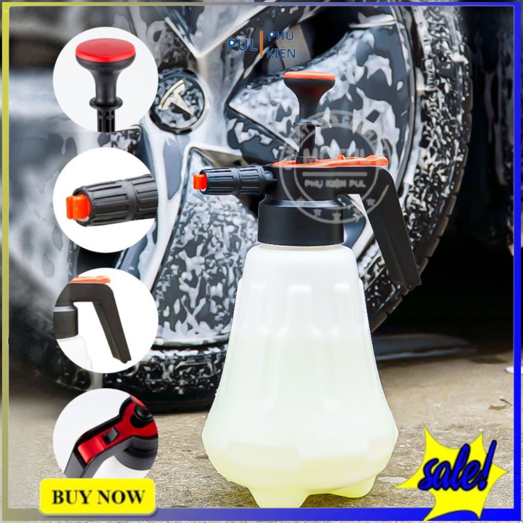Bình xịt bọt tuyết 2 lít và nước rửa xe BZ vệ sinh xe máy xe ô tô, bình nước tưới cây cầm tay tiện lợi