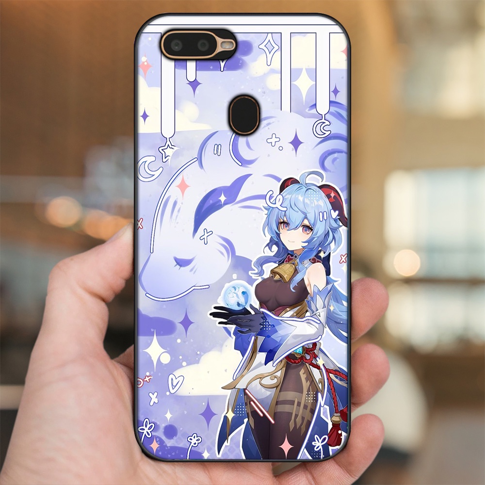 Ốp lưng Oppo A5S, A7, A12, F9 viền đen in hình Ganyu Genshin Impact