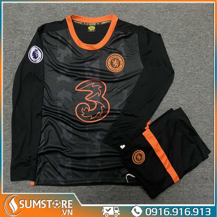 Áo đá banh dài tay CLB Chelsea Đen 2021