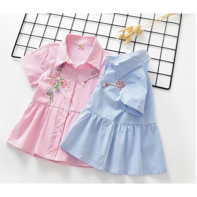 Sơ mi bé gái thêu hoa.