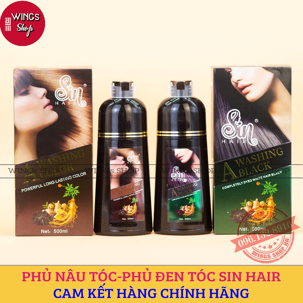 Dầu gội nhuộm tóc, Dầu gội phủ bạc Sin Hair Nhật Bản | Phủ tóc đen, phủ tóc nâu đều màu tự nhiên Wings Shop