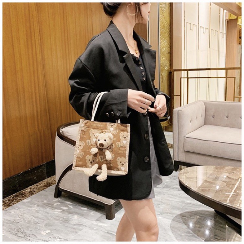 Túi Cói Vintage🌸FREESHIP🌸 Túi Đi Chơi hình Gấu Bông Loại 1 Siêu Xinh, Dày Dặn, Có Chú Gấu Bông Bên Ngoài | BigBuy360 - bigbuy360.vn