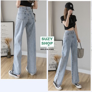 Quần Jean Nữ Ống Rộng Xẻ Line Hàn Quốc Trendy | Suzy