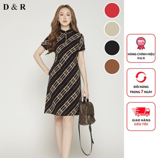 Đầm polo nữ bigsize họa tiết BBR Quảng Châu cao cấp váy thun cotton đi chơi dạo phố thương hiệu thời trang D&R D191