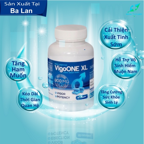 Sinh Lý Nam VigoOne XL 600mg Hộp 60 Viên Dành Cho Người Xuất Tinh Sớm Yếu Sinh Lý Nhập Khẩu Ba Lan