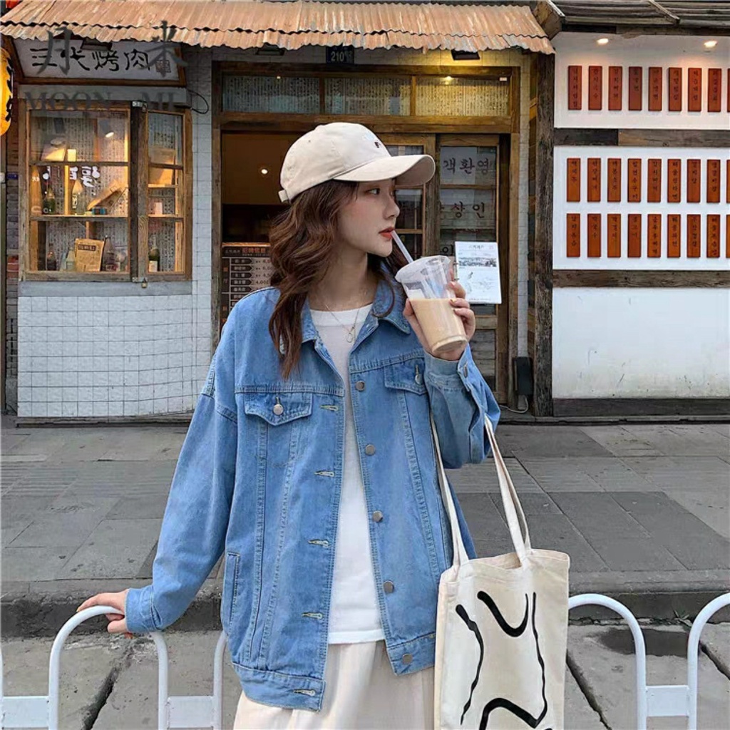 [TÚI THẬT] áo khoác jean nữ xanh basic cực đỉnh có túi thật và có túi trong cao cấp chỉ có tại PSS