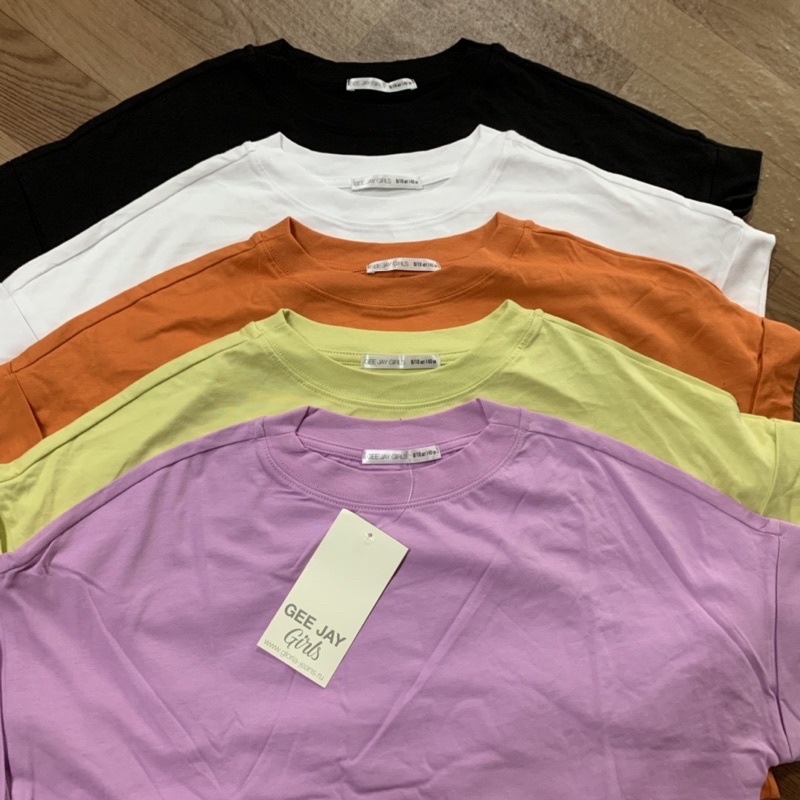 Áo cotton trơn cổ tròn tay xắn phom cánh dơi bé gái, hàng xuất Nga