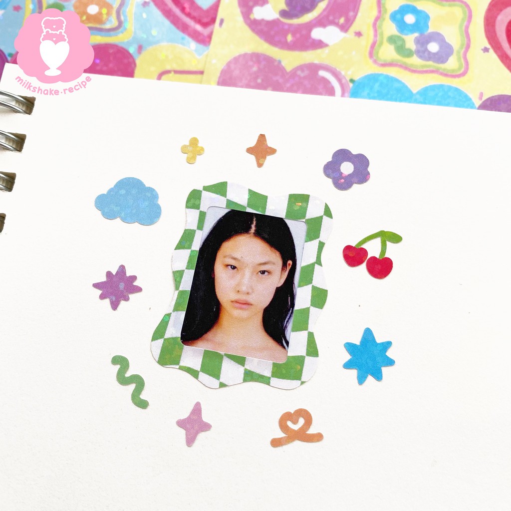Sticker khung ảnh Shape of you cán lấp lánh - Frame sticker trang trí sổ