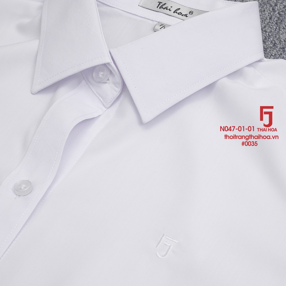 Áo sơ mi nữ tay ngắn bigsize trắng đẹp kiểu công sở cotton Thái Hoà N047-01-01 | BigBuy360 - bigbuy360.vn