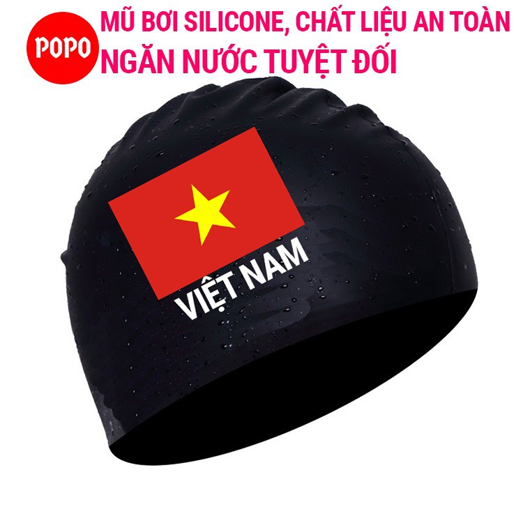 Mũ bơi người lớn chất liệu nón bơi silicone trơn POPO CA31 dùng khi bơi lội, thi đấu