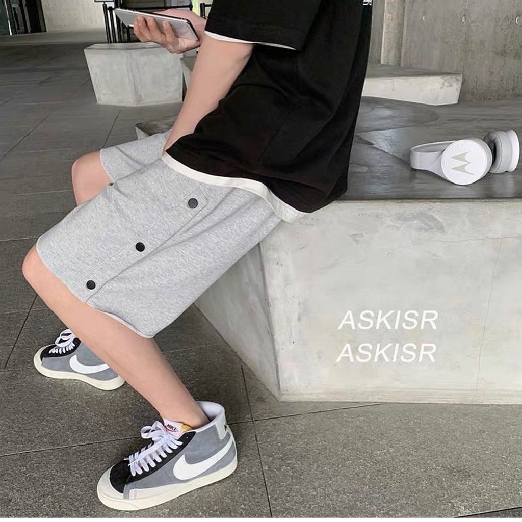 Quần Short Nỉ Cúc Bấm ( Snap Button Short ) Kiểu Dáng Unisex Nam Nữ