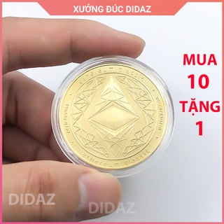 Đồng Xu Ethereum - Ether - ETH phiên bản 02, Bitcoin mạ vàng, bạc 24k đồ lưu niệm,trang trí,sưu tầm, quà tặng EHT02