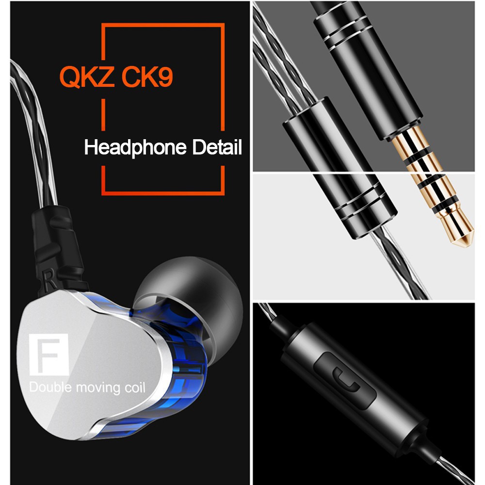 Tai nghe có dây QKZ CK9 3,5 mm Tai nghe di chuyển kép Tai nghe trong tai Bass nặng | BigBuy360 - bigbuy360.vn