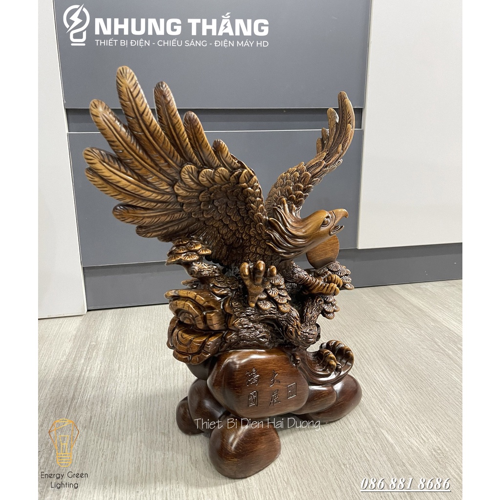 Tượng Phong Thủy Đại Bàng Tung Cánh - Cao 42cm - Quà Tặng Sếp, Tân Gia Khai Trương Trang Trí Nhà Cửa - Bảo Hành 12 Tháng