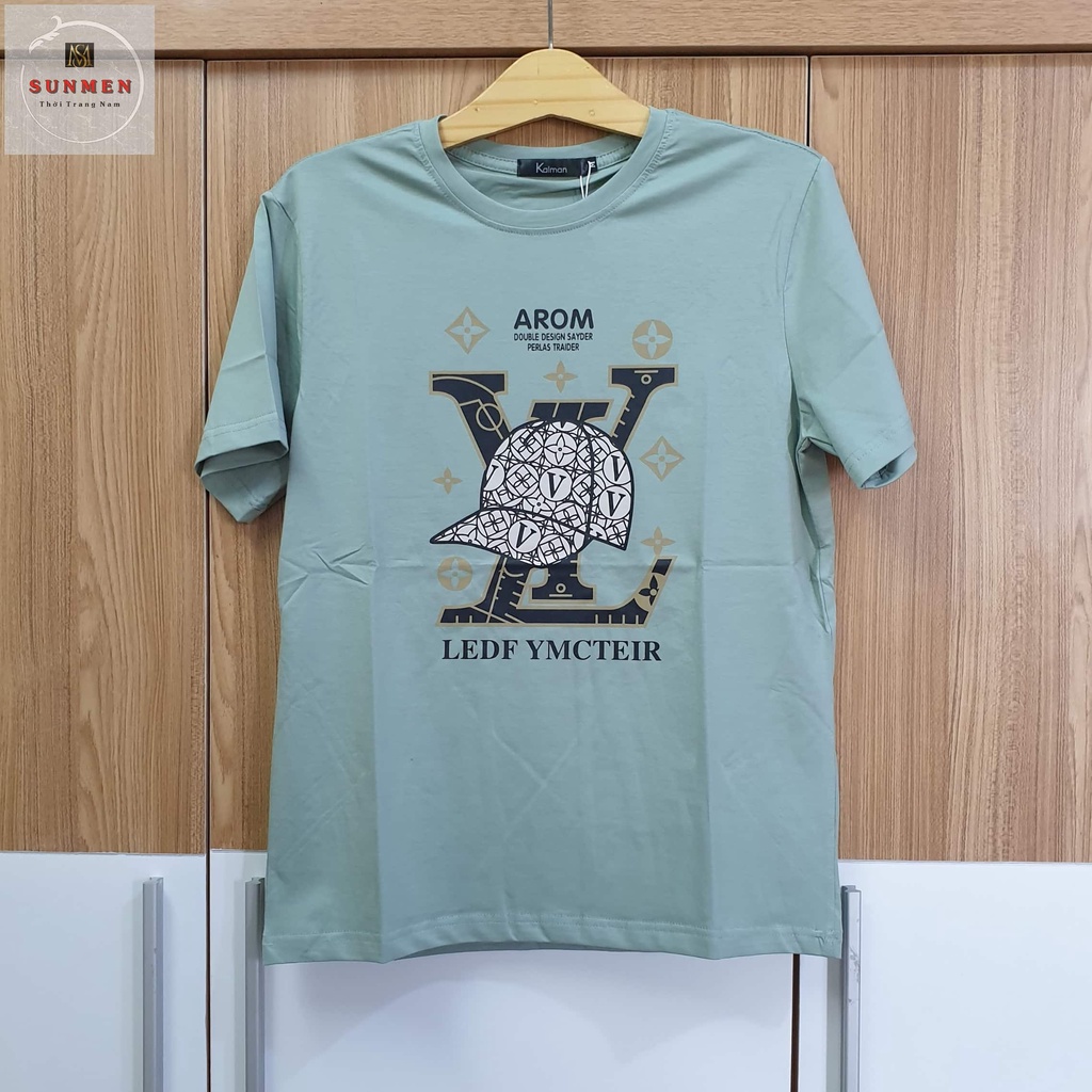 [HCM] Áo thun cộc tay nam , áo thun nam tay ngắn cổ tròn unisex from rộng chất cotton co giãn 4 chiều họa tiết LV SUNMEN