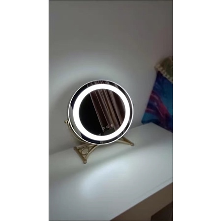 Gương để bàn trang điểm có đèn Led 3 chế độ sáng❤️ hàng nhập khẩu cao cấp, Khung kim loại chắc chắn❤️