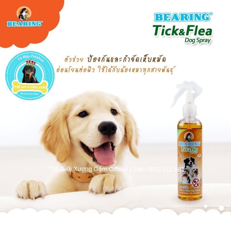 XỊT T R Ị VE RẬN BEARING TICK &amp; FLEA DOG SPRAY 250ML