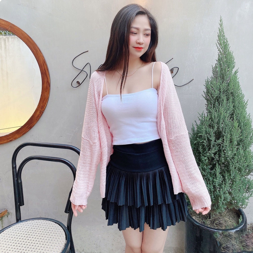 Áo cardigan vintage len mỏng freesize rộng trơn phong cách hàn quốc sp006