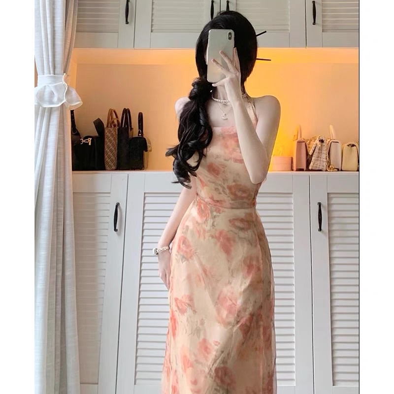 Đầm công chúa voan hoa đầm tiểu thư đi biển phong cách vintage cổ điển