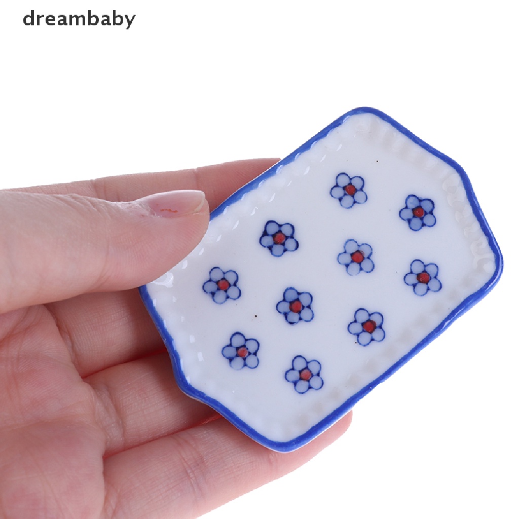 Đĩa gốm sứ đựng thức ăn mini 6*4 cm dùng trang trí nhà búp bê