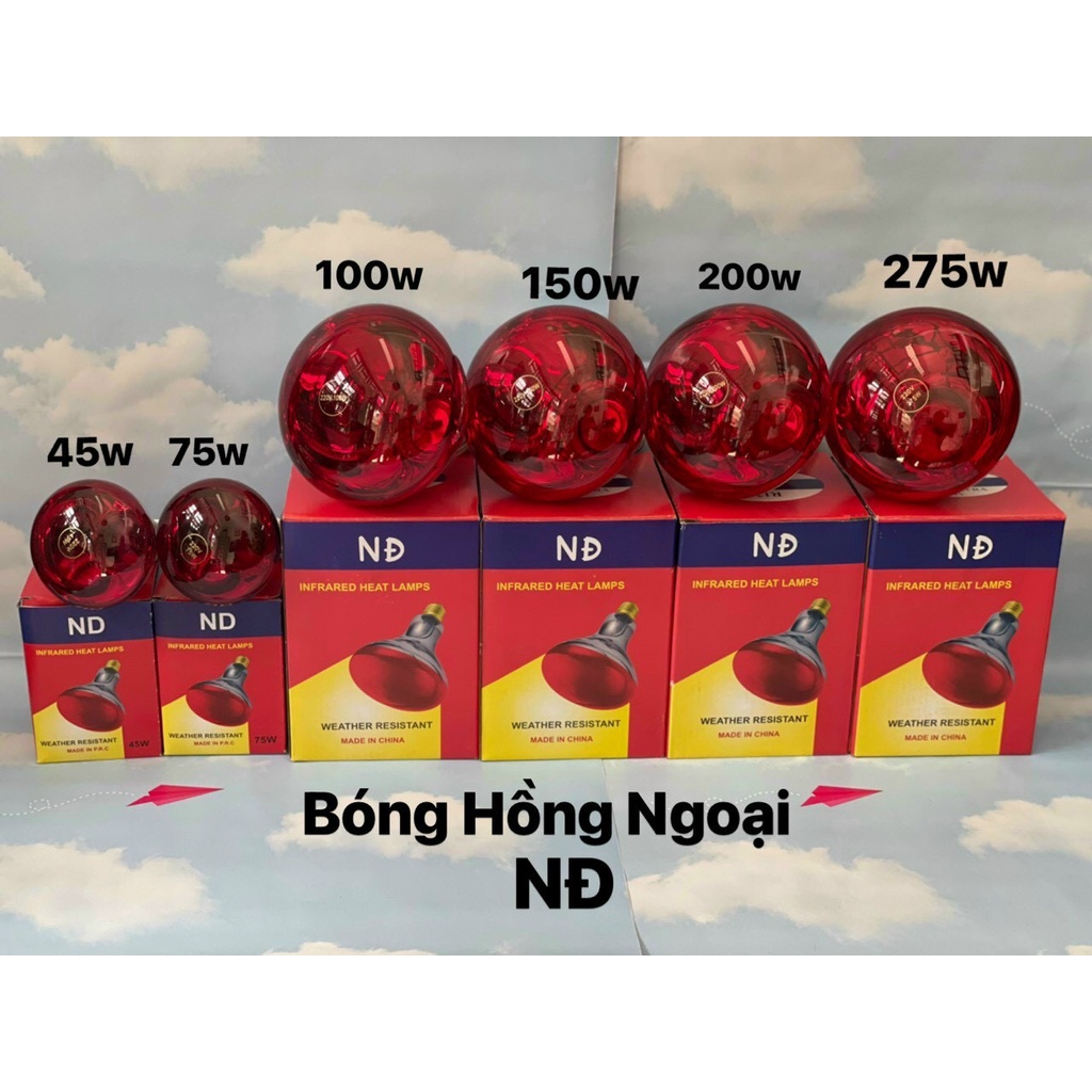 BÓNG HỒNG NGOẠI NĐ Dành Cho Sưởi Ấm Gà, Vịt , Heo 45W 75W 100W 150W 175W 200W 250W